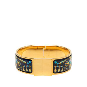 Pre-Loved Hermes Wide Printed Enamel Loquet Bracelet PM